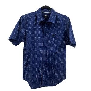 Obey Worldwide Men’s Short Sleeve Casual Button Down Shirt Blue Printed Medium